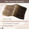 LaaVoo Ombre Weft Hair Extensions Human Hair 16 Inch Sew in Hair Extensions Ombre Brown to Ash Blonde Hair Extensions Sew in Remy Human Hair Hand Tied Hair Extensions 100 Grams