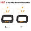 6 Pack - Multiple Size Combination，2 Inch Hitch Receiver Silencer Pad - Compatible with Most 2 Inch Trailer Hitch Receiver