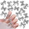 30 Pcs Y2K Silver Bow Nail Charms,3D Alloy Bows Nail Charm Cute Bowknot Nails Charms Kawaii Long Ribbon Bowknots Nail Art Charms for Women Nail Art Supplies Nail Designs Nail Decor Nail Accessories