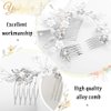 Yokawe Bridal Wedding Hair Comb Silver Crystal Bride Side Combs Flower and Leaf Hair Accessories for Women and Girls