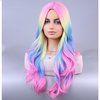 BERON Rainbow Wig Long Wavy Wig Rainbow Wig for Women Girls Colorful Wig for Cosplay Party Long Wig Multicolor Wigs with Wig Cap