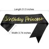 NAUXIUDSJS Birthday Sash for Women, Birthday Princess Glitter Black Sash with Foil Letter, Party Favors Supplies for 18th 21st 30th 40th 50th 60th 70th 80th or Any Bday Party,Black