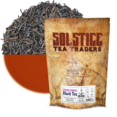 Solstice Lychee Congou Loose Leaf Black Tea (8-Ounce Bulk Bag); Makes 100+ Cups of Tea