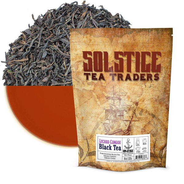 Solstice Lychee Congou Loose Leaf Black Tea (8-Ounce Bulk Bag); Makes 100+ Cups of Tea