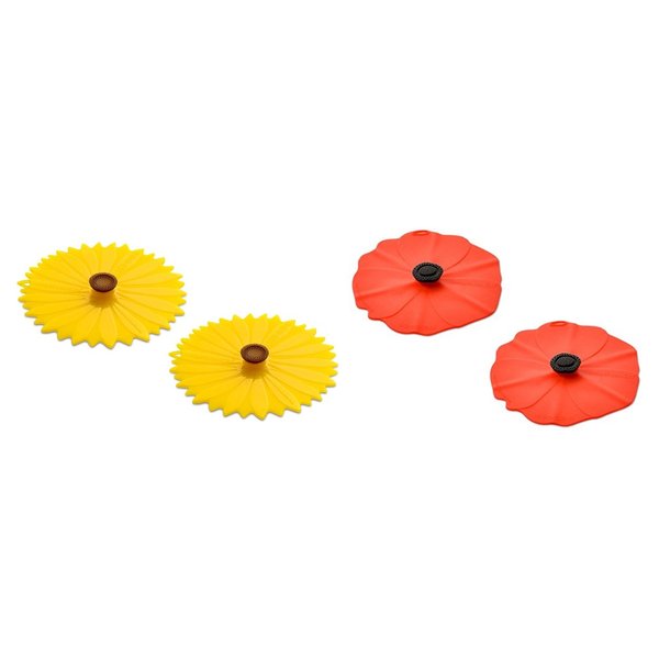 Charles Viancin Sunflower and Poppy Drink Cover, Set of 4