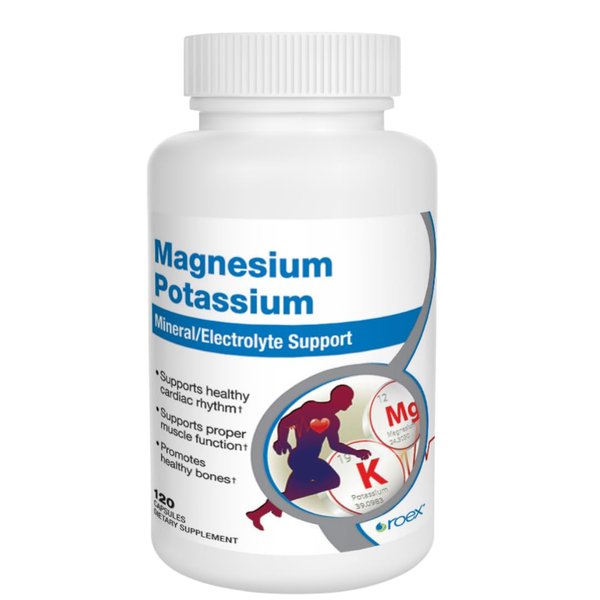 Roex Vitamins | Magnesium Potassium | Overall Health | Cellular Function | Dietary Supplements, 120 Count