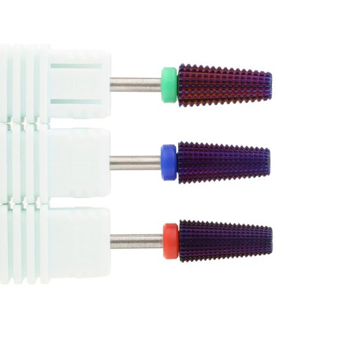 ERUIKA 3pcs 5 in 1 Nail Drill bits,3/32" Shank Tungsten Carbide Drill Bits, Fast Removing Acrylic Nail Hard Carbide Tungsten Two Way Use for Left and Right Handed E-file Bits (Purple(C,M,F))