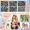 12 Color Temporary Glitter Tattoo Kit for Kid, with 92 Stencils, 2 diamond stickers, 4 Glues & 5 Brushes, Adults & Kids Arts Glitter Make Up Kit, Beautiful Holiday Gifts for Girls & Boys.