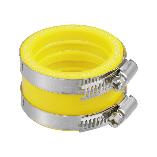 ACROPIX 45mm ID Rubber Yellow Motorcycle Carburetor Adapter Inlet Intake Pipe Manifold Adapter Boot Sleeve Interface with Clamps - Pack of 2