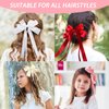 Hair Bows for Women 3 PCS, Upgrade Bows for Girls Ribbon Hair Bows With Long Tail Hair Bow Clips Hair Barrettes for Women Accessories(White,Wine Red,Pink)