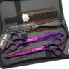 7.0 Inches Hair Cutting Scissors Set with Combs Lether Scissors Case,Hair cutting shears Hair Thinning shears For Personal and Professional (Violet)