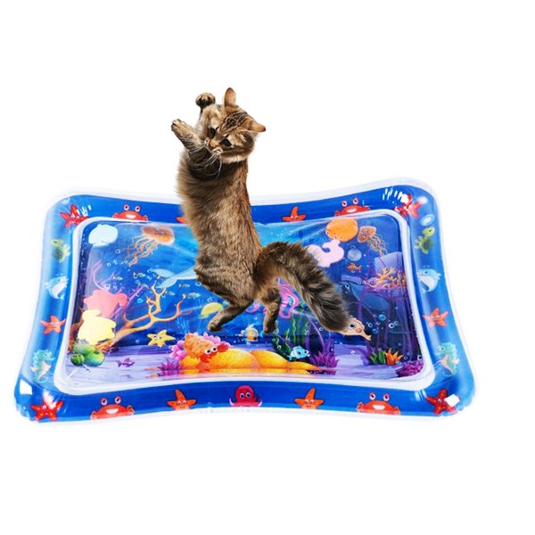 AUSIIBTO Water Sensory Play mat for Cats,Cat Toys for Bored Indoor Cats,Upgraded-Thicken Unbreakable Cat Splash Play Mat,Interactive Toys for Cats to Play Alone