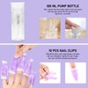 XIFEPFR Gel Nail Polish Remover Kit, 5.07fl.oz Gel Polish Remover, 10pcs Nail Polish Remover Clips, 500PCS Cotton Pads, Pump Bottle, Nail File Buffer Cuticle Peeler Pusher, Soak Off Gel Polish Remover