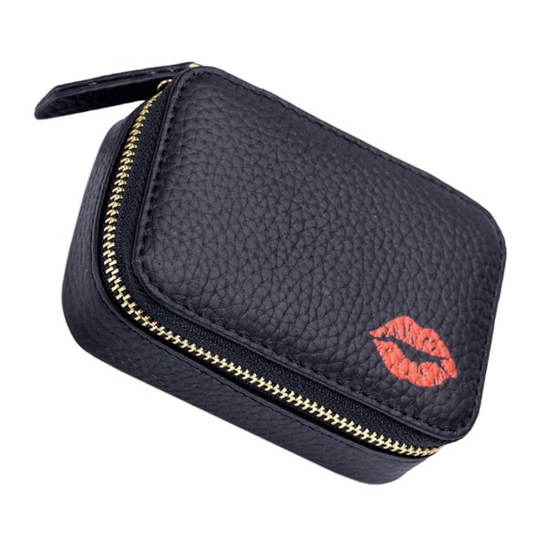 Mobestech Cosmetic Bag Toiletry Lipstick Holder Bag Faux Leather Makeup Bag Lips Lipstick Holder Portable Makeup Bag Convenient Lipstick Storage Pouch Travel Small Zipper Pu Make up