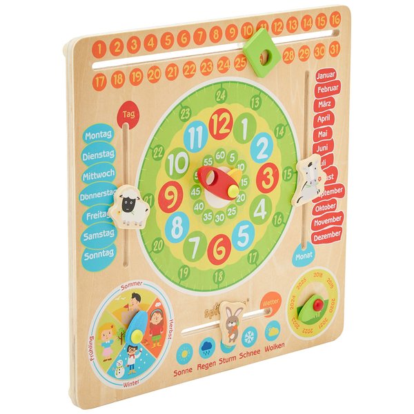 VEDES Großhandel GmbH - Ware Wooden Wooden Toy Mouse Calendar Clock 30 x 30 cm