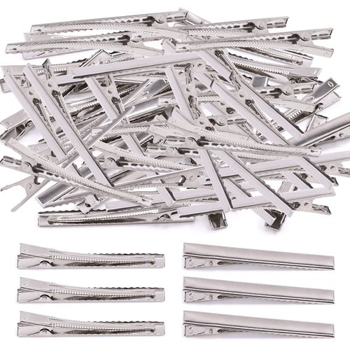 Mardatt 200Pcs 2.95 inch / 7.5 cm Alligator Hair Clips Bulk Silver Single Prong Hair Clips For Bows Making Hair Pins For Sectioning Hair Styling And Sectioning Hairdressing DIY Crafts