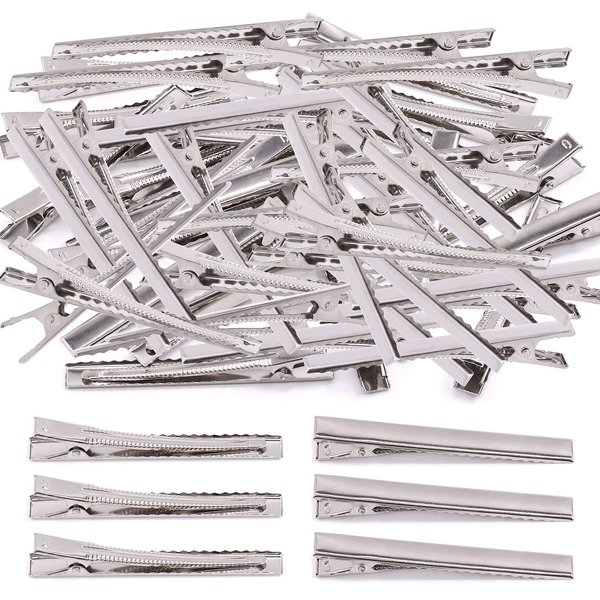 Mardatt 200Pcs 2.95 inch / 7.5 cm Alligator Hair Clips Bulk Silver Single Prong Hair Clips For Bows Making Hair Pins For Sectioning Hair Styling And Sectioning Hairdressing DIY Crafts