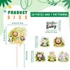 Weecent 28 Pcs Safari Baby Shower Decorations Jungle Animals Centerpiece Sticks Oh Baby Safari Centerpieces Tables Toppers for Boys Kids Wild Party Supplies