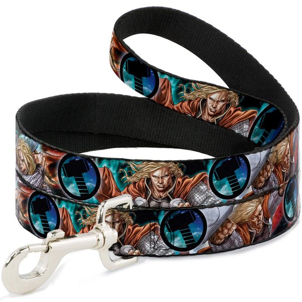 Dog Leash Astonishing Thor 3 Poses Hammer Logo 4 Feet Long 1.5 Inch Wide