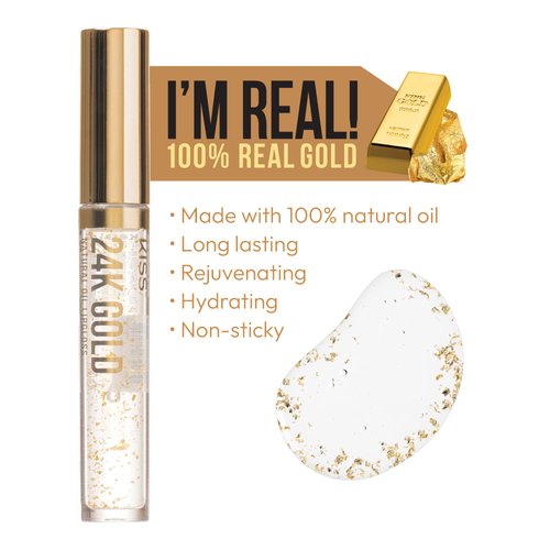 Kiss New York 3 PACK Lip Oil Gloss, Hydrating Non-Sticky Lip Oil, 100% Natural Oil Clear Lip Gloss, Lightweight Lip Moisturizer (Gold & Honey & Coconut)
