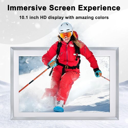 Eptusmey Digital Picture Frame: Built-in 32GB| Frameo WiFi Digital Photo Frame with 10.1" HD Touch Display, Share Photos and Videos from Your Phone, Gift for Friends and Family, Easy Setup | Silver