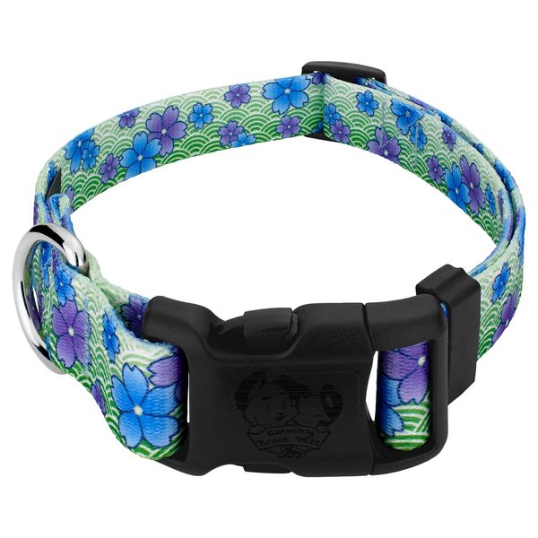 Country Brook Petz - Deluxe Blue April Blossoms Dog Collar - Made in The U.S.A. - Spring Collection Featuring Springtime Designs (1/2 Inch, Extra Small)