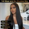 MARRYU Glueless Wigs Human Hair Pre Plucked Pre Cut 7x5 Wear and Go Straight Lace Front Wigs Human Hair Closure Wig 100% Human hair 180% Density Hd Lace Upgraded No Glue with Baby Hair