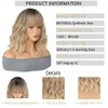 MeaYOO Ombre Blonde Wig with Bangs Short Bob Wavy Wig with Bangs for Women Loose Curly Shoulder Length Wig Synthetic Wig Cosplay Wig for Girl Daily Use Colorful Wig Cosplay Wigs 14 Inch