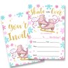 QZJ Ice Skating Birthday Party Invitations Fill-In Set of 20with Envelopes Skating Birthday Bash Invites Cards