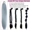 Kediciz Ponytail Extension Warp Around Pony Tail with Hair Tie 24inch Long Synthetic Yaki Straight Braiding Hair Ponytail DIY Braided for Women Girls Daily Party Cosplay,Slivey Grey