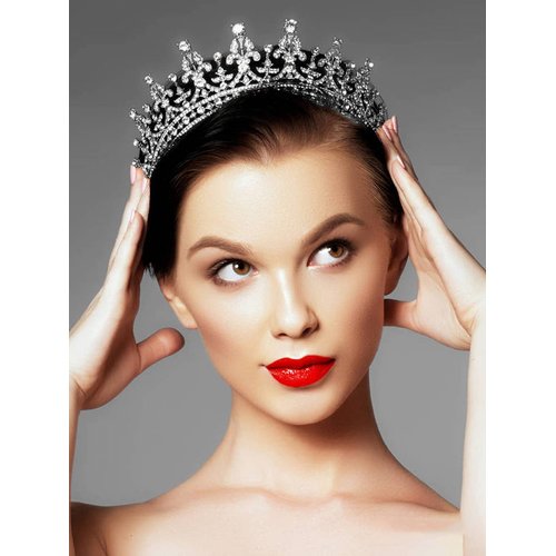 COCIDE Silver Jewelry Set for Women Crystal Tiara and Necklace Kit for Girls Rhinestone Crown Earrings Neck Accessories for Bride Wedding Birthday Party Bridal Prom Bridesmaid Dress up