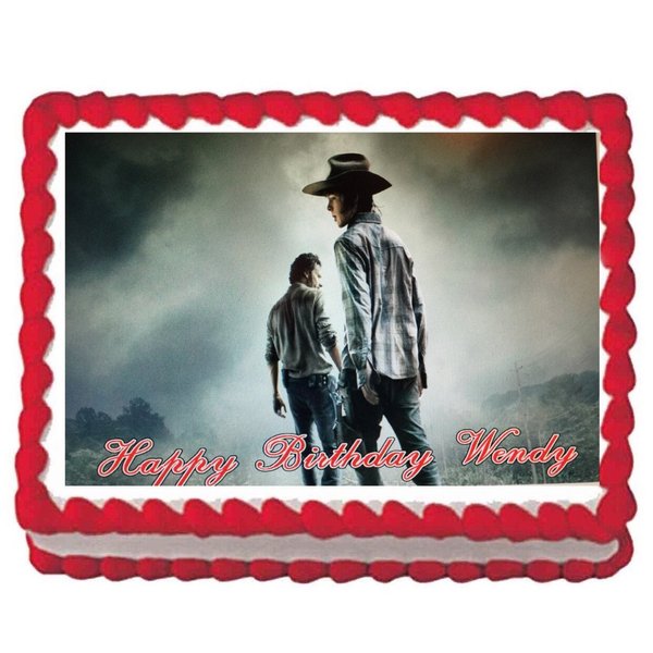 Walking Rick Birthday Dead Party Carl Zombies Icing Edible Cake Topper Image sheet