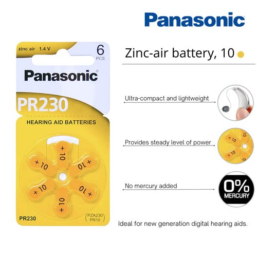 Panasonic Hearing Aid Batteries Size 10, 60pcs + Keychain Kit