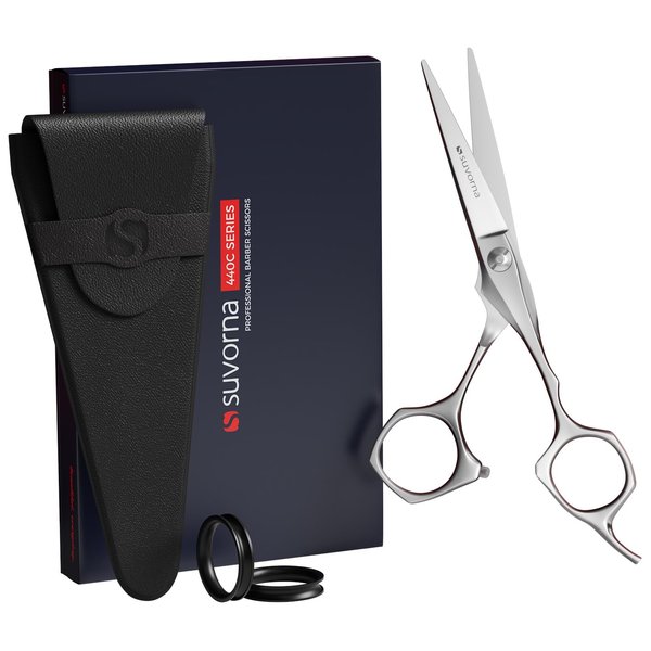 Suvorna Hair Cutting Scissors for Professionals and Barbers - Made with 440C Japanese Steel - Razor Sharp Edge for Cutting, Trimming, grooming, and styling - Extremely Sharp Cutting for Salon & Barber