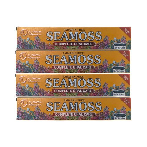 Seamoss Toothpaste with Clove, Tea-Tree, Neem, Babool, and Eucalyptus Oils - Paraben Free & Refreshing Oral Care for Sensitive Teeth - Halal - Pack of 4