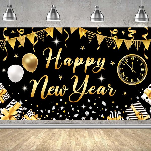 Happy New Year Decorations 2025 New Year Party Decorations New Year banner New Year backdrop New Year Eve Party Supplies 2025