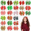 DULEFUN 24pcs Christmas Hair Clips for Girls, Xmas Hair Bows Hairpins Barrettes Christmas Hair Accessories for Kids New Year Party Favors Gifts