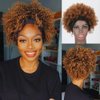 FBKDFCZS Afro Headband Wig Short Afro Kinky Curly Wigs for Black Women,Ombre Brown Glueless Afro Wigs with Headbands Attached Afro Curly Headband Wigs Synthetic Afro Scarf Wigs for Womens Afro Wigs