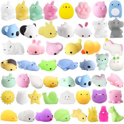 POKONBOY 42 Pcs Mochi Squishies Mini Squishy Toys, Kawaii Animal Squishies Stress Relief Toys for Boys & Girls Birthday Gifts Easter Event Classroom Prize Goodie Bag