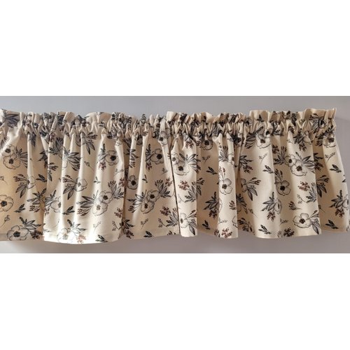 Muted Floral Natural Valance Curtain, Oatmeal Valance Curtain, Farmhouse Valance, Kitchen Valance, Country Valance, Rustic Valance (42 Inches Wide x 14.75 Inches Long)