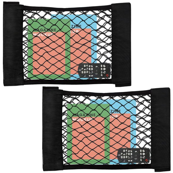 NVAAV Universal Mesh Cargo Net (2PCS) - 25x45cm / 9.8x17.7in, Elastic RV Storage Net with Tape Stickers, Car Trunk Organizer and Wall Sticker Pouch Bag