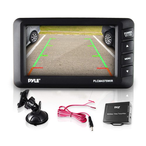 Pyle Wireless Rear View Backup Camera - Car Parking Rearview Monitor System and Reverse Safety w/Distance Scale Lines, Waterproof, Night Vision, 4.3” LCD Screen, Video Color Display for Vehicles