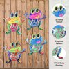 Metal Frog Wall Decor, 4Pcs Frog Iron Wall Art Sculptures Art Frogs Wall Hanging Sculpture Decoration. Outdoor Fence Art for Home Garden, Fence, Patio, Yard, Bedroom Outside Gifts for Adults