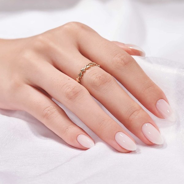 White Press On Nails Short - BTArtbox Supremely Fit & Natural Soft Gel Press on Nails Almond, White Glue on Nails with Nail Glue, Reusable Stick on Nails in 16 Sizes - 32 Fake Nails Kit, Cream Puff