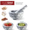 Sagler Mortar and Pestle Set - Small Grinding Bowl Container for Guacamole, Spices, Salsa, Pesto, Herbs - Best Mortar and Pestle Spice and Pills Crusher Set, Holds Up to 2.5oz - 3.75x2’’, Marble Gray