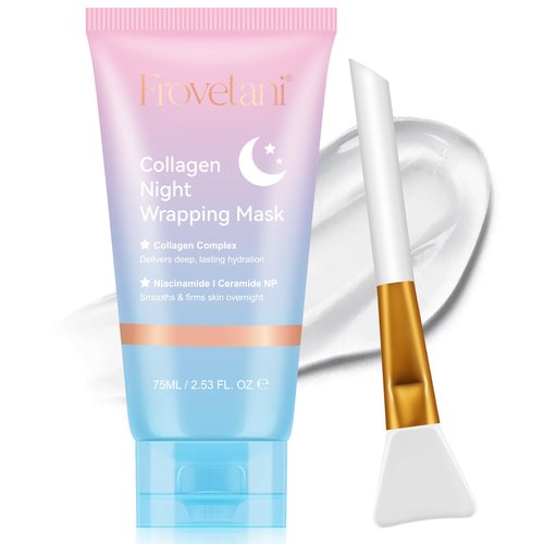 Collagen Night Wrapping Mask, Overnight Sleeping Mask for Elasticity & Hydration with Collagen, Peel Off Hydrolyzed Collagen Mask Reduce Sagging & Dullness 75ml (1PC)
