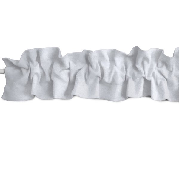 Zen Creative Designs Faux Dupioni Silk Sleeve Topper Window Valance Top Bottom Ruffle Home Décor Bedroom Nursery Kitchen Window (58" Wide x 5" Tall, White)