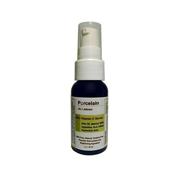 Porcelain 20% Vitamin C + E with Advanced Peptides (Matrixyl 3000 & Argireline), Alpha Lipoic Acid (ALA), DMAE and Hyaluronic Acid ǀ the Most POTENT Daily Age Defying Treatment Available, Best Natural & Organic Anti Aging Formula Neutralizing Free Radical