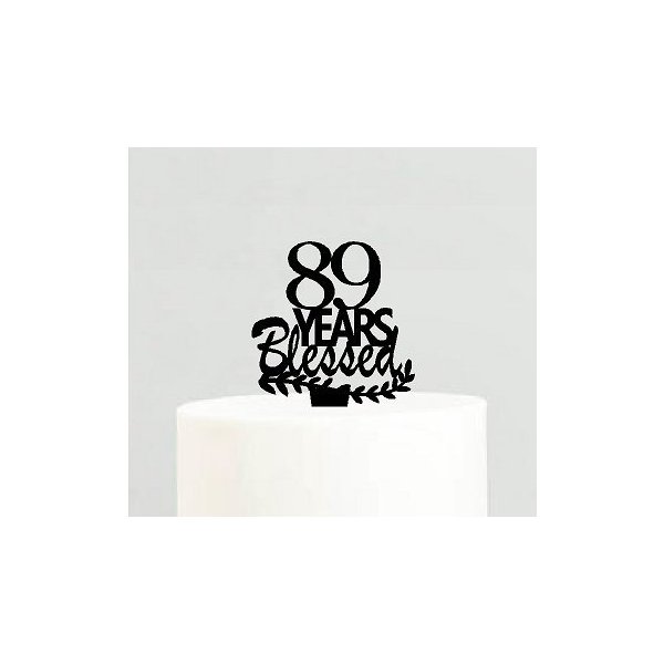 89th Birthday Anniversary Blessed Years Cake Decoration Topper