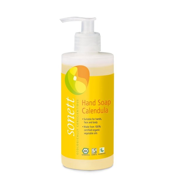 Sonett Organic Hand Soap Calendula Liquid Body Care suitable for hands, face and body (1 Count) Certified Organically Grown